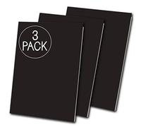 Essential Arts Pack of 3 x A4 Black Laminated Soft Cover Stapled Starter Sketchbooks 140gsm White Cartridge Paper