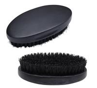 Essential Aura Beard Brush for Men, Natural Boar Bristles, Black Oval Wave Brush, Warp Resistant Wood Handle, for Fuller Thicker Hair, Beard & Mustache Growth, Exfoliation (Black)