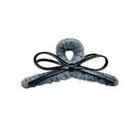 Essential Autumn Winter Hair Clip Features Plush Leather Bows Design Securely Grip for Various Textures Autumn Clip