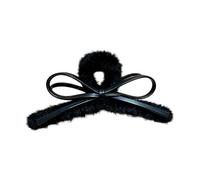 Essential Autumn Winter Hair Clip Features Plush Leather Bows Design Securely Grip for Various Textures Autumn Clip