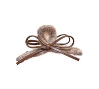 Essential Autumn Winter Hair Clip Features Plush Leather Bows Design Securely Grip for Various Textures Autumn Clip