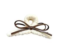 Essential Autumn Winter Hair Clip Features Plush Leather Bows Design Securely Grip for Various Textures Autumn Clip