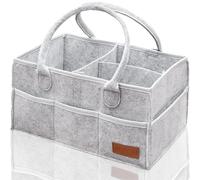 Essential Baby Caddy for Newborns. Spacious, Sturdy & Portable Diaper and Nappy Caddy for Newborn Essentials, Nursery Storage Basket & Organiser for Baby Shower Gifts & Registry Must-Haves Grey