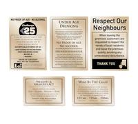 Essential Bar Licensing Brushed Gold Sign Pack - Challenge 25 Measures 25ml - Pub Restaurant Gold Signs for Premises and Age Verification
