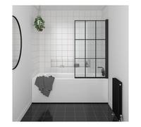 Essential Bathrooms Essential Designer Matrix 1400mm x 800mm x 5mm Bath Screen - Matt Black - EB310