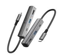 Essential Cable USB Type-C 3-in-1 Multifunction Docking Station Hub, Aluminium Shell with Nylon Braided Cable, 4K@30Hz HDMI, 100W PD Fast Charging, 5Gbps USB 3.0