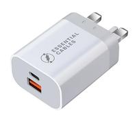 Essential Cables 30W USB C Charger, Dual Port Fast Charging Adapter with PD+QC+PPS Technology, Compact GaN Wall Plug Compatible with iPhone, Samsung, Huawei, Xiaomi, OPPO