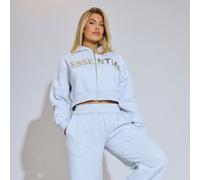 Essential Camo Printed Graphic Detail Boxy Hoodie In Light Grey Marl, Women's Size UK 6