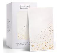 Essential Concierge 100 Pack Gold & White Napkins, 7.5x4.25 Inch, 3-Ply Paper for Parties, Weddings, or Everyday Use