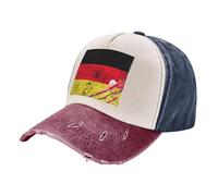 Essential Denim Baseball Cap Washed Vintage Style Wardrobe Basic National Flag Print Tibetan Red One Size