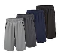 Essential Elements 4 Pack: Men's Dry-Fit Sweat Resistant Active Athletic Performance Shorts, Set E, Large