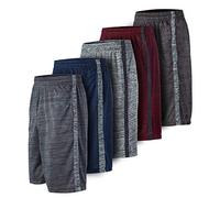 Essential Elements 5 Pack: Men's Active Performance Athletic Basketball Gym Workout Gym Cationic Shorts with Pockets - Multi - Large