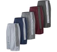 Essential Elements 5 Pack: Men's Heather Active Quick-Dry Athletic Workout Gym Drawstring Basketball Shorts with Pockets - Multi - Medium