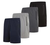 Essential Elements Mens 4 Pack 8 Inch Quick Dry Shorts Zipper Pockets, Black/Charcoal/Light Heather Grey/Navy, 4X-Large