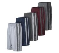 Essential Elements Men's Quick Dry 5 Pack Athletic Shorts with Pockets, 5 Pack / Set F, Large