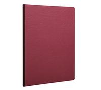 Clairefontaine - Ref 791462C - Age Bag Clothbound Notebook (192 Pages) - A4 Size, Lined Rulings, 90gsm Brushed Vellum Paper - Red Leather Effect Cover