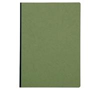 Clairefontaine - Ref 791463C - Age Bag Clothbound Notebook (192 Pages) - A4 Size, Lined Rulings, 90gsm Brushed Vellum Paper - Green Leather Effect Cover