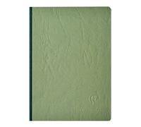Clairefontaine - Ref 795463C - Age Bag Clothbound Notebook (192 Pages) - A5 Size, Lined Rulings, 90gsm Brushed Vellum Paper - Green Leather Effect Cover