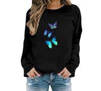 Essential Hoodie Womens Personalised Hoodie Teachers Gifts for Women Training Women's Butterfly Print Casual Fashion Sweatshirt Top (Black #7, XXL) Sale Clearance Items Under 5 Pounds