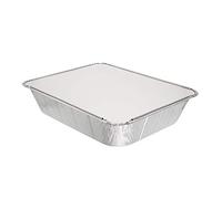 Essential Housewares 10 Aluminium Foil Trays with Lids - Extra Deep 25 x 30cm (10 x 12 inch) Disposable Foil Baking Trays Takeaway Containers with Lids. Metal Food Trays for Catering & More.