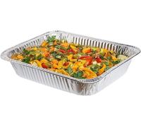 Essential Housewares 10 Extra Deep Aluminium Foil Trays - 32 x 26cm (10 x 12 Inch) Heavy Duty Disposable Foil Baking Trays Silver Cooking Trays. Large Baking Tray Bake Tin for Oven & Freezer.