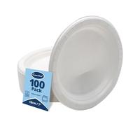 Essential Housewares | 100 White Plastic Plates | 7inch | 18cm | Heavy Duty