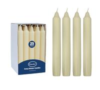 Essential Housewares 25 Ivory Dinner Candles - Long Burning 6-7 Hours Premium Classic Unscented Dinner Candles for Home Decor, Weddings & Events. Pack of 25 Candle Sticks.