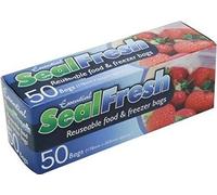Essential Housewares ZIPS50 Pack of 50 Clear 17.9cm x 20.3cm SealFresh Food/Freezer Bags, Plastic