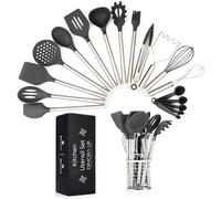 Essential Kitchen Utensils Set- Heat Resistant, Non-Stick, BPA-Free & Dishwasher Safe- Easy Clean Silicone Cooking Tools for Air Fryers, Non-Sick Cookware & Everyday Use by DimoraUK