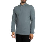 Essential Longsleeved Tartan Pique Polo Shirt Bluestone 3XL