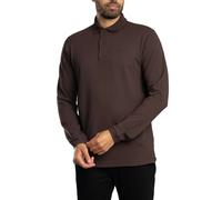 Essential Longsleeved Tartan Pique Polo Shirt Dark Oak XL