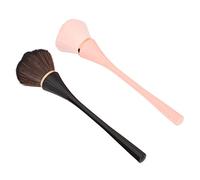 Essential Makeup Brushes Set for Application - 2 Pcs Large Blush & Loose Powder Brush with Soft, Slender Bristles - Pink & Black