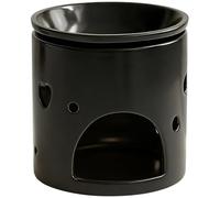 Essential Oil Burner, Matte Black Ceramic Oil Warmer, 4.1 in, 10.5 cm Tealight Candle Diffuser, European Style Aroma Warmer with Hollow Heart Design for Aromatherapy Home Decor