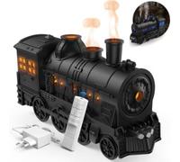 Essential Oil Diffuser, 300ml Flame Effect Aromatherapy Humidifier with Remote Control, Train Design Cool Mist for Home Bedroom Office Relaxation(Australian Standard Black -)
