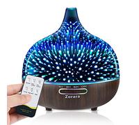 Essential Oil Diffuser 550ml Cool Mist Humidifier 3D Glass Ultrasonic Aromatherapy Humidifier With 7 Color Changing Led Lights, Waterless Auto Shut-off, Adjustable Timer for Home Office