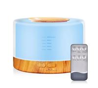 Essential Oil Diffuser, 700ml Aroma Cool Mist Humidifier with Remote Control, 7 Color Light Changing, Waterless Auto Shut-Off, Deep Wood Grain Design