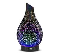 Essential Oil Diffuser Aroma Ultrasonic Diffuser, Night Light with Handmade Glass, BPA Free, 7 Color Changing Waterless Auto-Off Timer Setting 120 ML (Silver)
