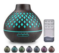 Essential Oil Diffuser, Aromatherapy Diffuser 500ml with Remote Control, 4 Timer & Auto-Off Safety Switch, 7 Color LED Lights Mode, 10 Hours Quiet Humidifier for Bedroom, Office & Home
