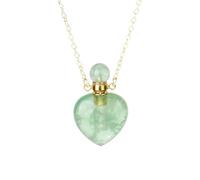 Essential Oil Diffuser Aromatherapy Necklace For Men Women Healing Crystal Necklace Natural Gemstone Square Perfume Bottle Pendant Chain Energy Jewelry Gifts Green Fluorite-Heart