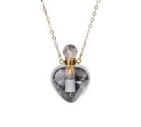 Essential Oil Diffuser Aromatherapy Necklace For Men Women Healing Crystal Necklace Natural Gemstone Square Perfume Bottle Pendant Chain Energy Jewelry Gifts White Crystal-Heart