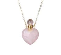 Essential Oil Diffuser Aromatherapy Necklace For Men Women Healing Crystal Necklace Natural Gemstone Square Perfume Bottle Pendant Chain Energy Jewelry Gifts Rose Quartz-Heart