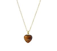 Essential Oil Diffuser Aromatherapy Necklace For Women Girls Healing Crystal Perfume Bottle Heart Pendant Chain Energy Gemstone Jewelry Gifts Tiger Eye Stone-Gold Chain