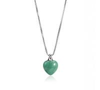 Essential Oil Diffuser Aromatherapy Necklace For Women Girls Healing Crystal Perfume Bottle Heart Pendant Chain Energy Gemstone Jewelry Gifts Aventurine-Silver Chain