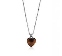 Essential Oil Diffuser Aromatherapy Necklace For Women Girls Healing Crystal Perfume Bottle Heart Pendant Chain Energy Gemstone Jewelry Gifts Tiger Eye Stone-Silver Chain