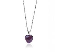 Essential Oil Diffuser Aromatherapy Necklace For Women Girls Healing Crystal Perfume Bottle Heart Pendant Chain Energy Gemstone Jewelry Gifts Amethyst-Silver Necklace Chain