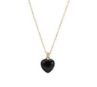 Essential Oil Diffuser Aromatherapy Necklace For Women Girls Healing Crystal Perfume Bottle Heart Pendant Chain Energy Gemstone Jewelry Gifts Obsidian-Gold Chain