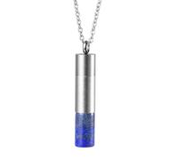 Essential Oil Diffuser Aromatherapy Stone Pendant Necklace for Unisex, Healing Crystal Column Gemstone Chain for Women Men Gifts Lapis Lazuli Necklace