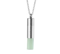 Essential Oil Diffuser Aromatherapy Stone Pendant Necklace for Unisex, Healing Crystal Column Gemstone Chain for Women Men Gifts Aventurine Necklace