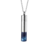 Essential Oil Diffuser Aromatherapy Stone Pendant Necklace for Unisex, Healing Crystal Column Gemstone Chain for Women Men Gifts Purple Fluorite Stone Necklace