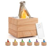 Essential Oil Diffuser, Bonfire Aromatherapy Diffuser, 280ML Campfire Flame Fire Diffuser for Home with 7 Colour LED Lights, Timer, Mist Humidifiers, Aromatherapy Gifts for Women (Wooden Grain)
